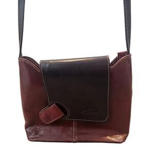 L'Artigiano Brown Leather Magnetic Closure Crossbody Purse Retro Minimalist